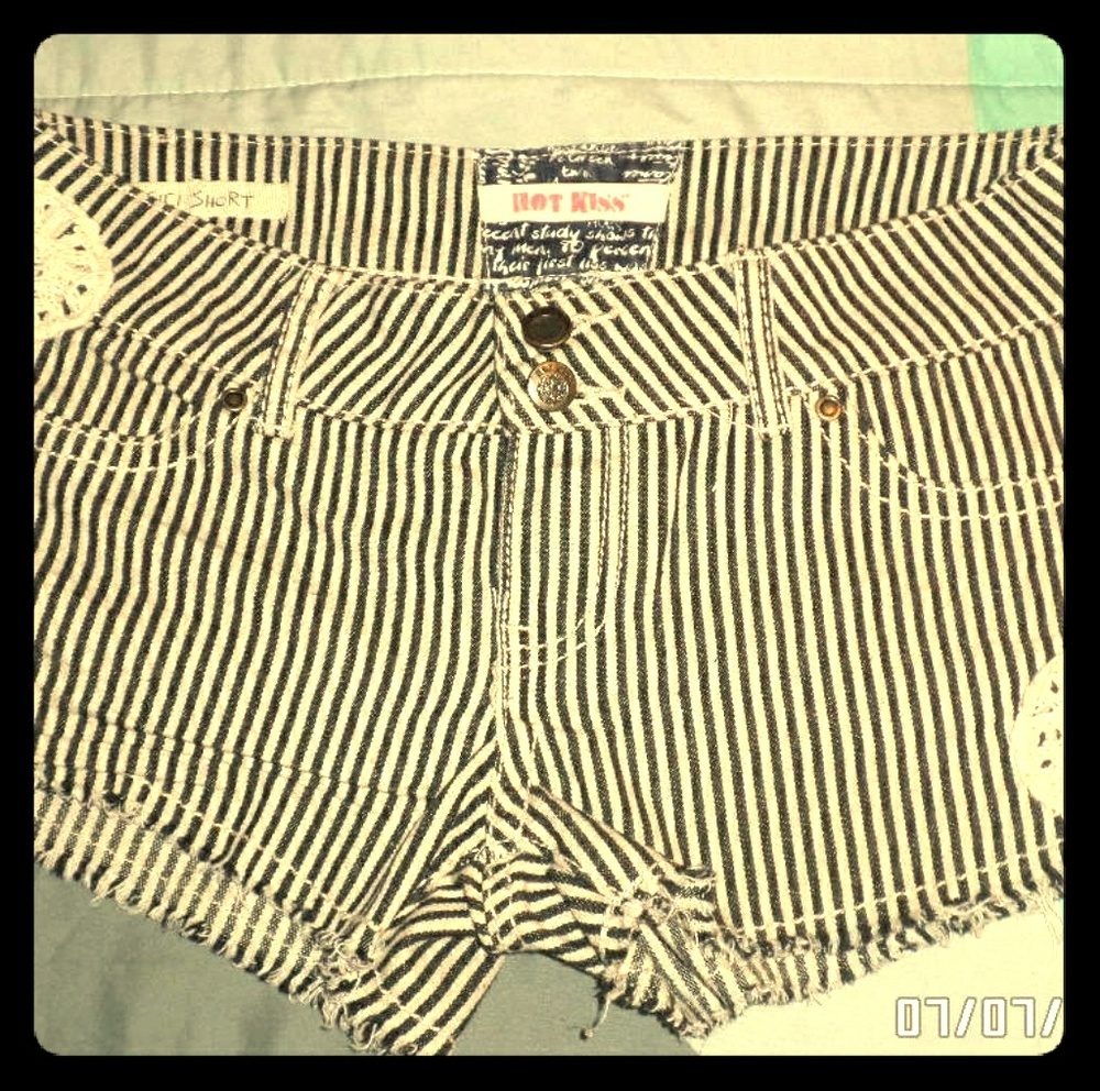 Pinstripe jean shorts